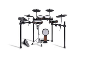 The Alesis Crimson III drum kit, displayed fully set up on a white background.