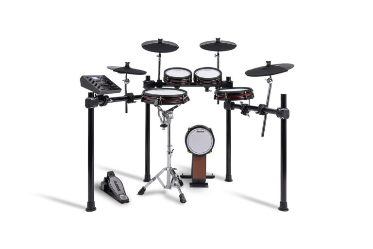 The Alesis Crimson III drum kit, displayed fully set up on a white background.